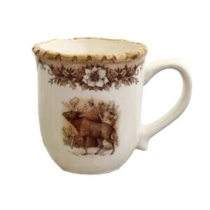 Cracker Barrel Moose Woodland Stoneware Coffee Mug Creame